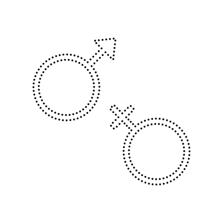 Sex symbol sign. Vector. Black dotted icon on white background. Isolated.のイラスト素材