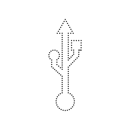 USB sign illustration. Vector. Black dotted icon on white background. Isolated.のイラスト素材
