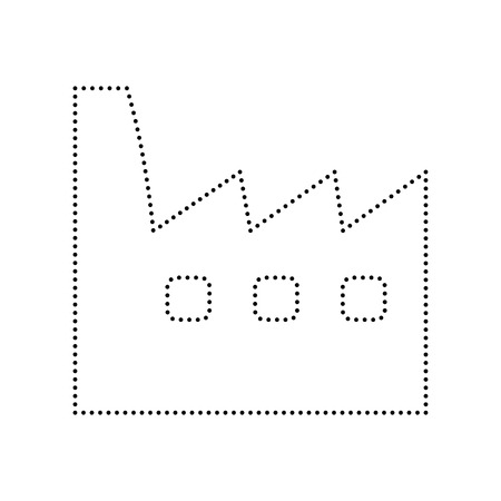 Factory sign illustration. Vector. Black dotted icon on white background. Isolated.のイラスト素材