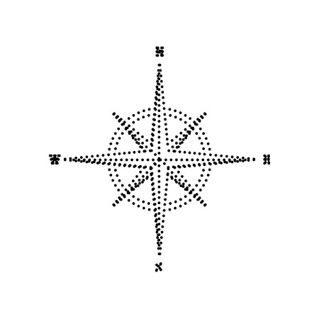 Wind rose sign. Vector. Black dotted icon on white background. Isolated.のイラスト素材