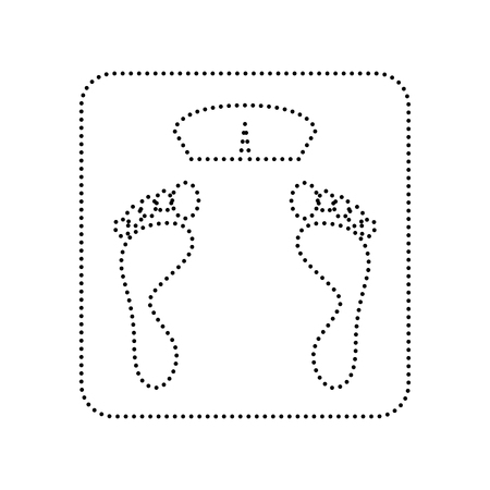 Bathroom scale sign. Vector. Black dotted icon on white background. Isolated.のイラスト素材
