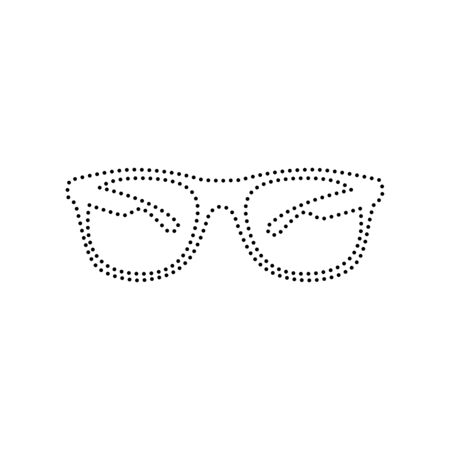 Sunglasses sign illustration. Vector. Black dotted icon on white background. Isolated.のイラスト素材