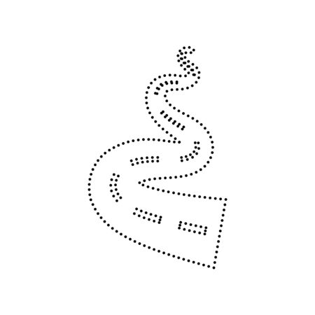 Road simple sign. Vector. Black dotted icon on white background. Isolated.のイラスト素材