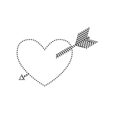 Arrow heart sign. Vector. Black dotted icon on white background. Isolated.のイラスト素材
