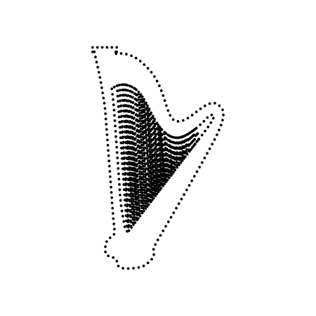 Musical instrument harp sign. Vector. Black dotted icon on white background. Isolated.のイラスト素材