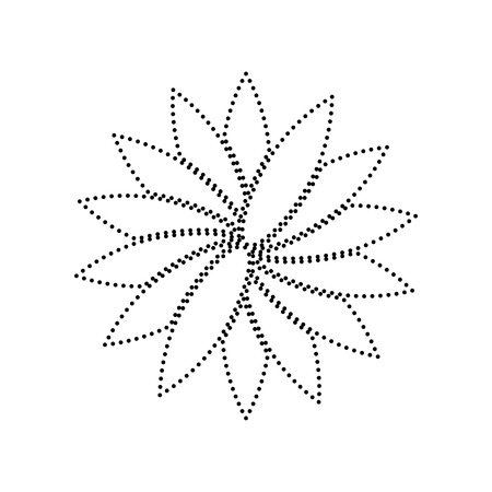 Flower sign. Vector. Black dotted icon on white background. Isolated.のイラスト素材