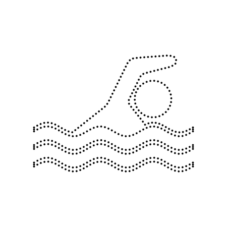 Swimming water sport sign. Vector. Black dotted icon on white background. Isolated.のイラスト素材