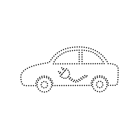 Electric car sign. Vector. Black dotted icon on white background. Isolated.のイラスト素材