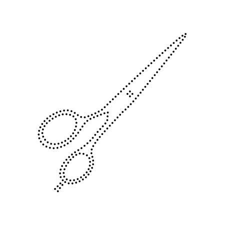 Hair cutting scissors sign. Vector. Black dotted icon on white background. Isolated.のイラスト素材