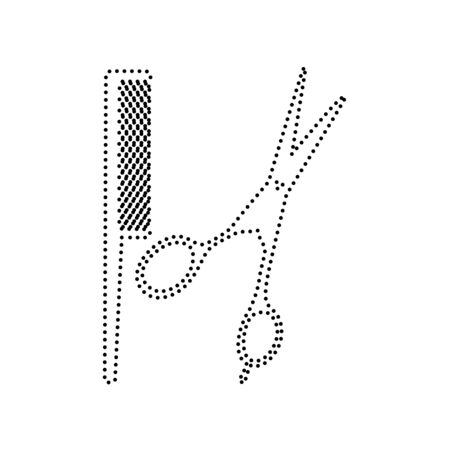 Barber shop sign. Vector. Black dotted icon on white background. Isolated.のイラスト素材