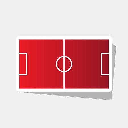 Soccer field. Vector. New year reddish icon with outside stroke and gray shadow on light gray background.のイラスト素材