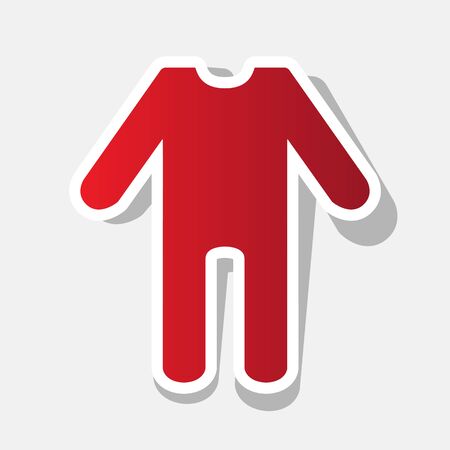 baby clothes sign. Vector. New year reddish icon with outside stroke and gray shadow on light gray background.のイラスト素材