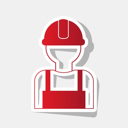 Worker sign. Vector. New year reddish icon with outside stroke and gray shadow on light gray background.のイラスト素材