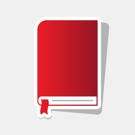 Book sign. Vector. New year reddish icon with outside stroke and gray shadow on light gray background.のイラスト素材