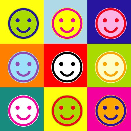 Fishing Hook sign illustration. Vector. Pop-art style colorful icons set with 3 colors.のイラスト素材