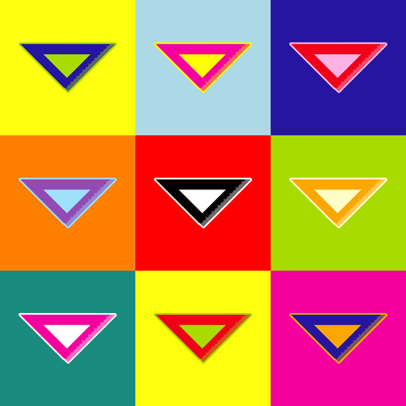 Ruler sign illustration. Vector. Pop-art style colorful icons set with 3 colors.のイラスト素材