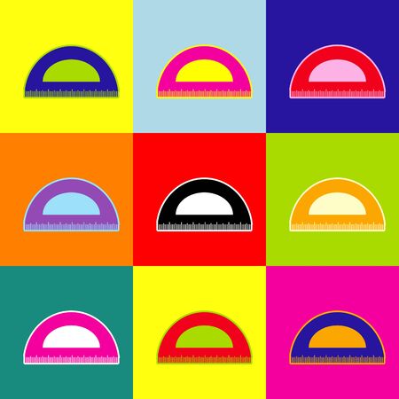 Ruler sign illustration. Vector. Pop-art style colorful icons set with 3 colors.のイラスト素材