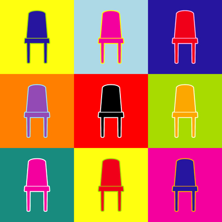 Office chair sign. Vector. Pop-art style colorful icons set with 3 colors.のイラスト素材