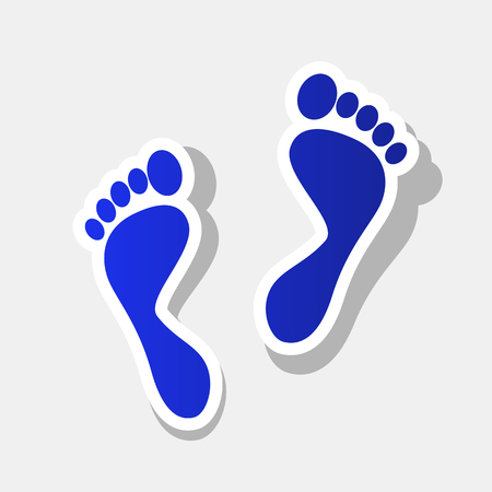 Foot prints sign. Vector. New year bluish icon with outside stroke and gray shadow on light gray background.のイラスト素材