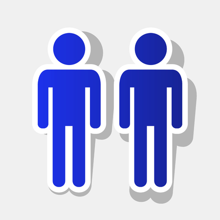 Gay family sign. Vector. New year bluish icon with outside stroke and gray shadow on light gray background.のイラスト素材