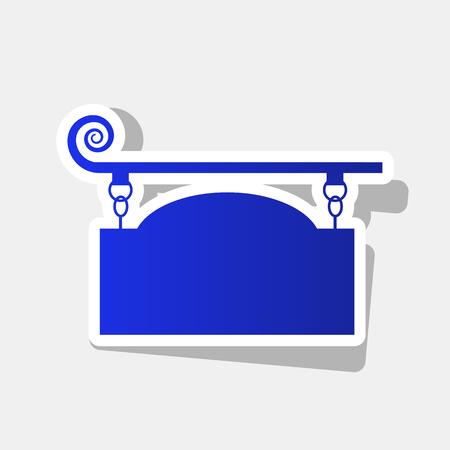 Wrought iron sign for old-fashioned design. Vector. New year bluish icon with outside stroke and gray shadow on light gray background.のイラスト素材