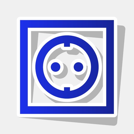 Electrical socket sign. Vector. New year bluish icon with outside stroke and gray shadow on light gray background.のイラスト素材