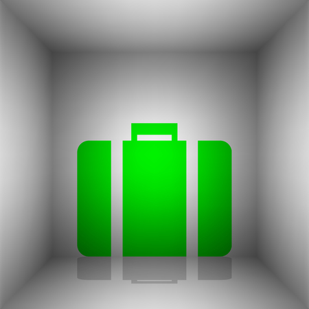 Briefcase sign illustration. Vector. Green icon with shadow in the room.のイラスト素材
