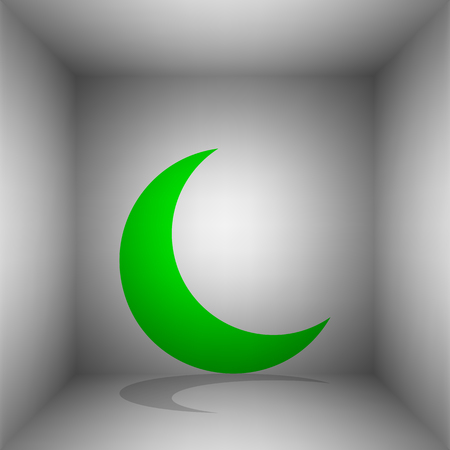 Moon sign illustration. Vector. Green icon with shadow in the room.のイラスト素材