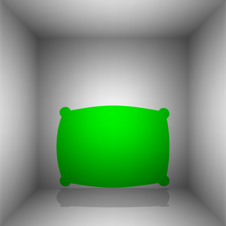 Pillow sign illustration. Vector. Green icon with shadow in the room.のイラスト素材