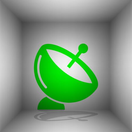Satellite dish sign. Vector. Green icon with shadow in the room.のイラスト素材