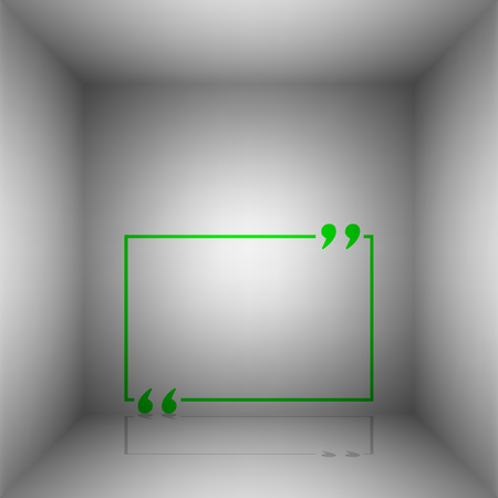 Text quote sign. Vector. Green icon with shadow in the room.のイラスト素材
