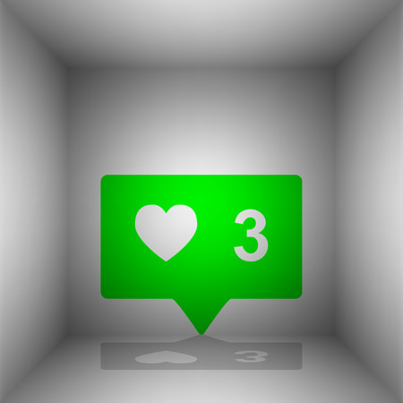 Like and comment sign. Vector. Green icon with shadow in the room.