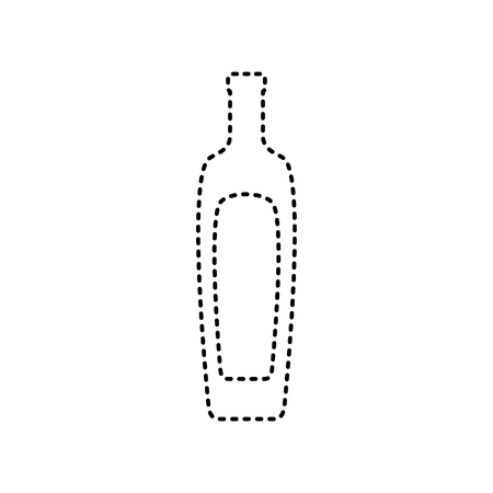 Olive oil bottle sign. Vector. Black dashed icon on white background. Isolated.のイラスト素材
