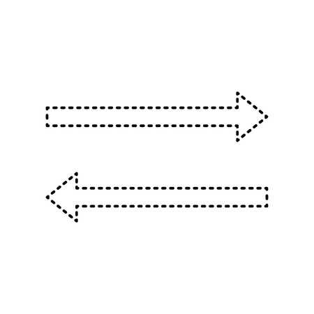 Arrow simple sign. Vector. Black dashed icon on white background. Isolated.のイラスト素材