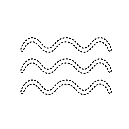 Waves sign illustration. Vector. Black dashed icon on white background. Isolated.のイラスト素材