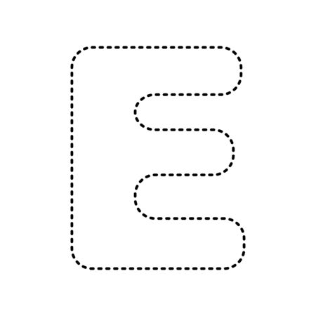Letter E sign design template element. Vector. Black dashed icon on white background.のイラスト素材