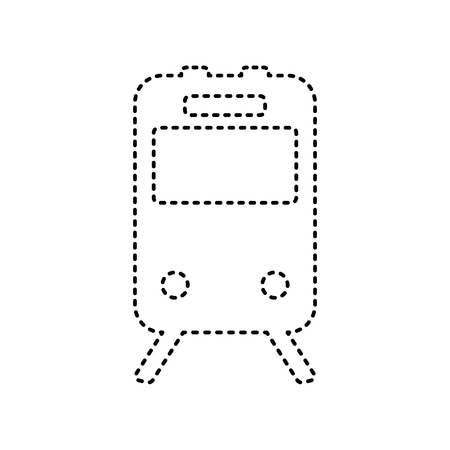 Train sign. Vector. Black dashed icon on white background. Isolated.のイラスト素材
