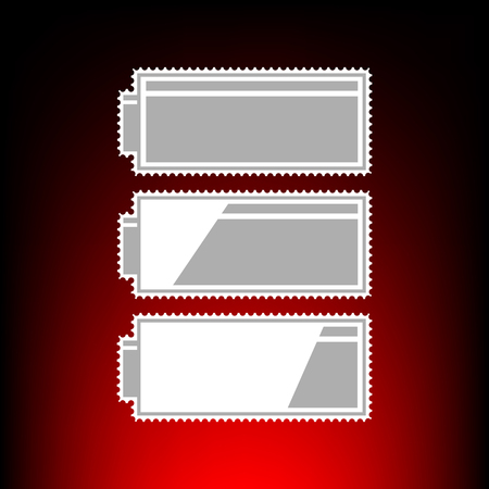 Set of battery charge level indicators. Postage stam or old photo style on red-black gradient background.のイラスト素材