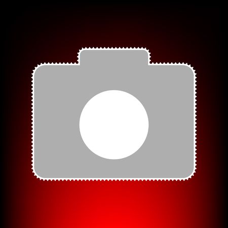 Digital camera sign. Postage stam or old photo style on red-black gradient background.のイラスト素材