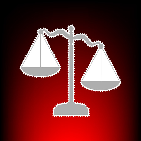Scales of Justice sign. Postage stam or old photo style on red-black gradient background.のイラスト素材