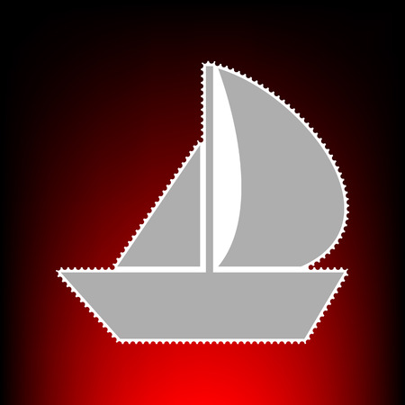 Sail Boat sign. Postage stam or old photo style on red-black gradient background.のイラスト素材
