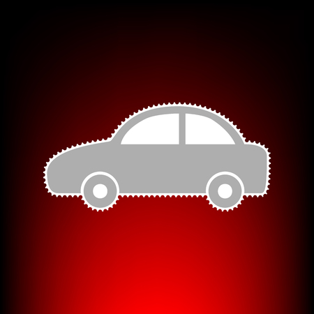 Car sign illustration. Postage stamp or old photo style on red-black gradient background.のイラスト素材