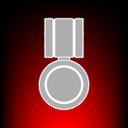 Medal sign illustration. Postage stamp or old photo style on red-black gradient background.のイラスト素材