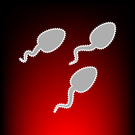 Sperms sign illustration. Postage stamp or old photo style on red-black gradient background.のイラスト素材