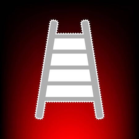 Ladder sign illustration. Postage stamp or old photo style on red-black gradient background.のイラスト素材