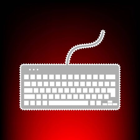 Keyboard simple sign. Postage stamp or old photo style on red-black gradient background.のイラスト素材