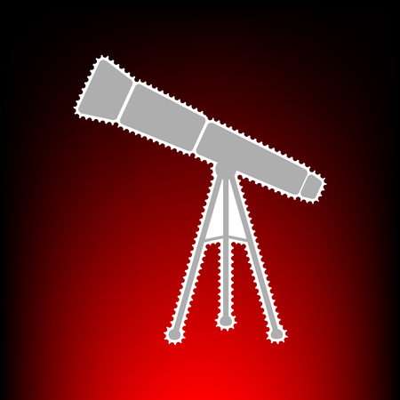 Telescope simple sign. Postage stamp or old photo style on red-black gradient background.のイラスト素材