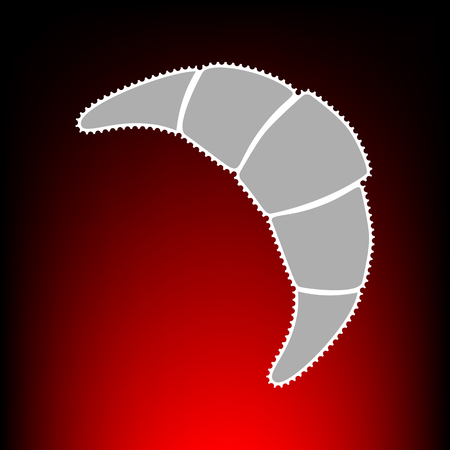 Croissant simple sign. Postage stamp or old photo style on red-black gradient background.のイラスト素材