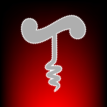 Simple corkscrew sign. Postage stamp or old photo style on red-black gradient background.のイラスト素材