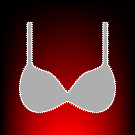 Bra simple sign. Postage stamp or old photo style on red-black gradient background.のイラスト素材